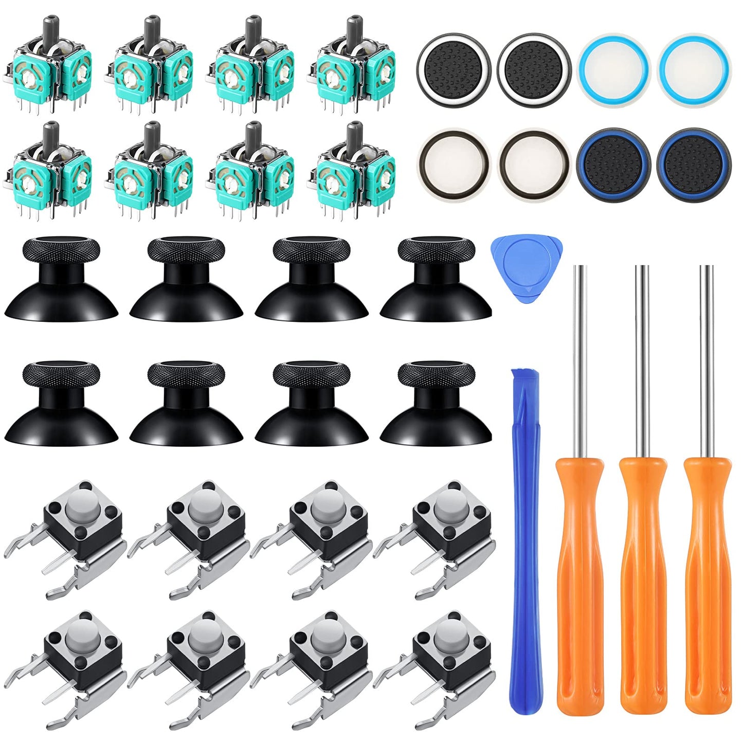 Yunsailing 37 Pcs Analog Joysticks Repair Kit Compatible with Xbox One Controllers  Include Bumper Buttons Replacement Thumbstick Hat Silicone Hat Covers with Screwdriver Parts
