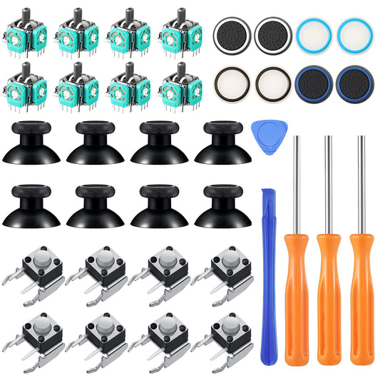 Yunsailing 37 Pcs Analog Joysticks Repair Kit Compatible with Xbox One Controllers  Include Bumper Buttons Replacement Thumbstick Hat Silicone Hat Covers with Screwdriver Parts