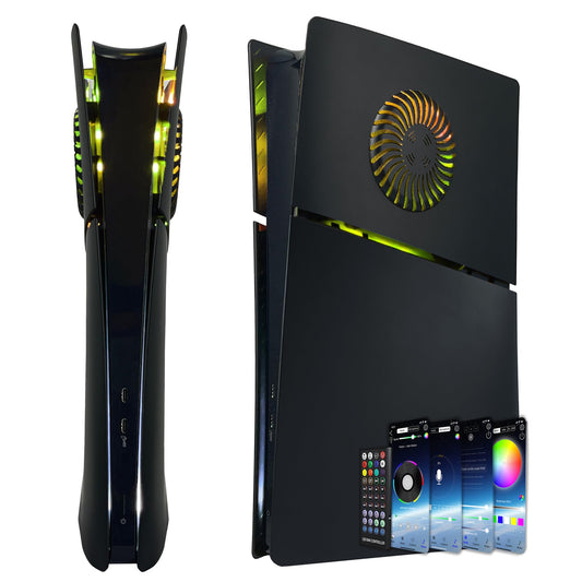 Cover Plates for PS5 Slim Digital Edition with RGB Light remove and Dust Filter with Cooling Vents DOBEWINGDELOU 400+ Effects LED Light Ring Console Face Plate Cover DIY Decoration Kit Accessorie Black