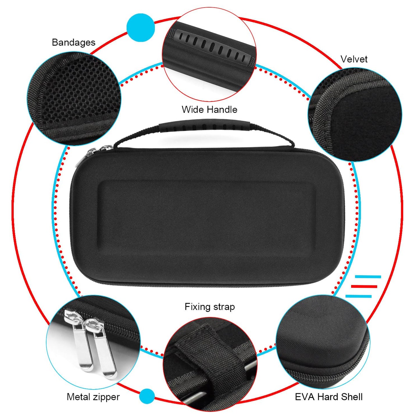 Laimax Accessories Kit for Nintendo Switch - 5 in 1 Black, Includes 2x Steering Wheel, 2x Grip Kit, 1x Travel Case, Model SS-13