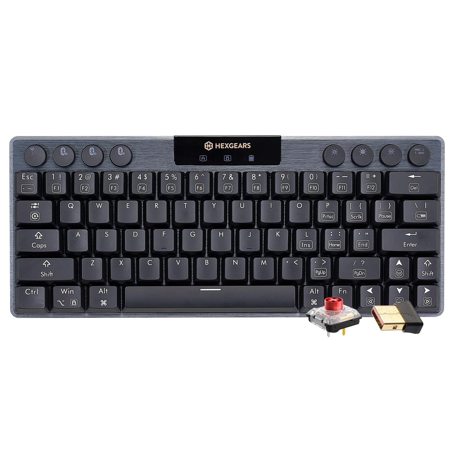 Hexgears A1 Low Profile Wireless Mechanical Keyboard - 60% Compact TKL  Bluetooth 5.0/2.4GHz/Wired USB C Hot Swappable Linear Switch  RGB Backlit Mini Portable Gaming Keyboard Aluminum for PC/MAC