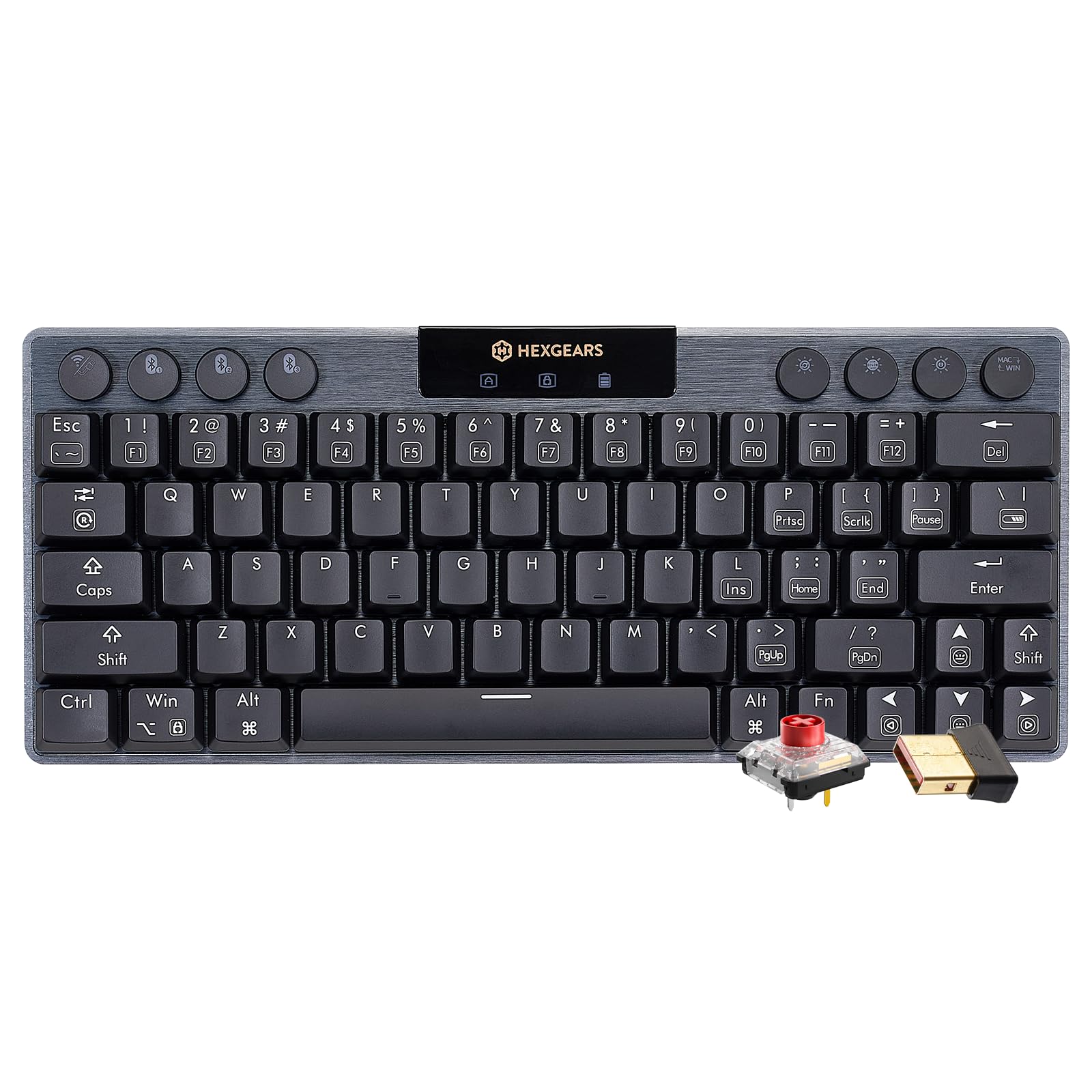 Hexgears A1 Low Profile Wireless Mechanical Keyboard - 60% Compact TKL  Bluetooth 5.0/2.4GHz/Wired USB C Hot Swappable Linear Switch  RGB Backlit Mini Portable Gaming Keyboard Aluminum for PC/MAC
