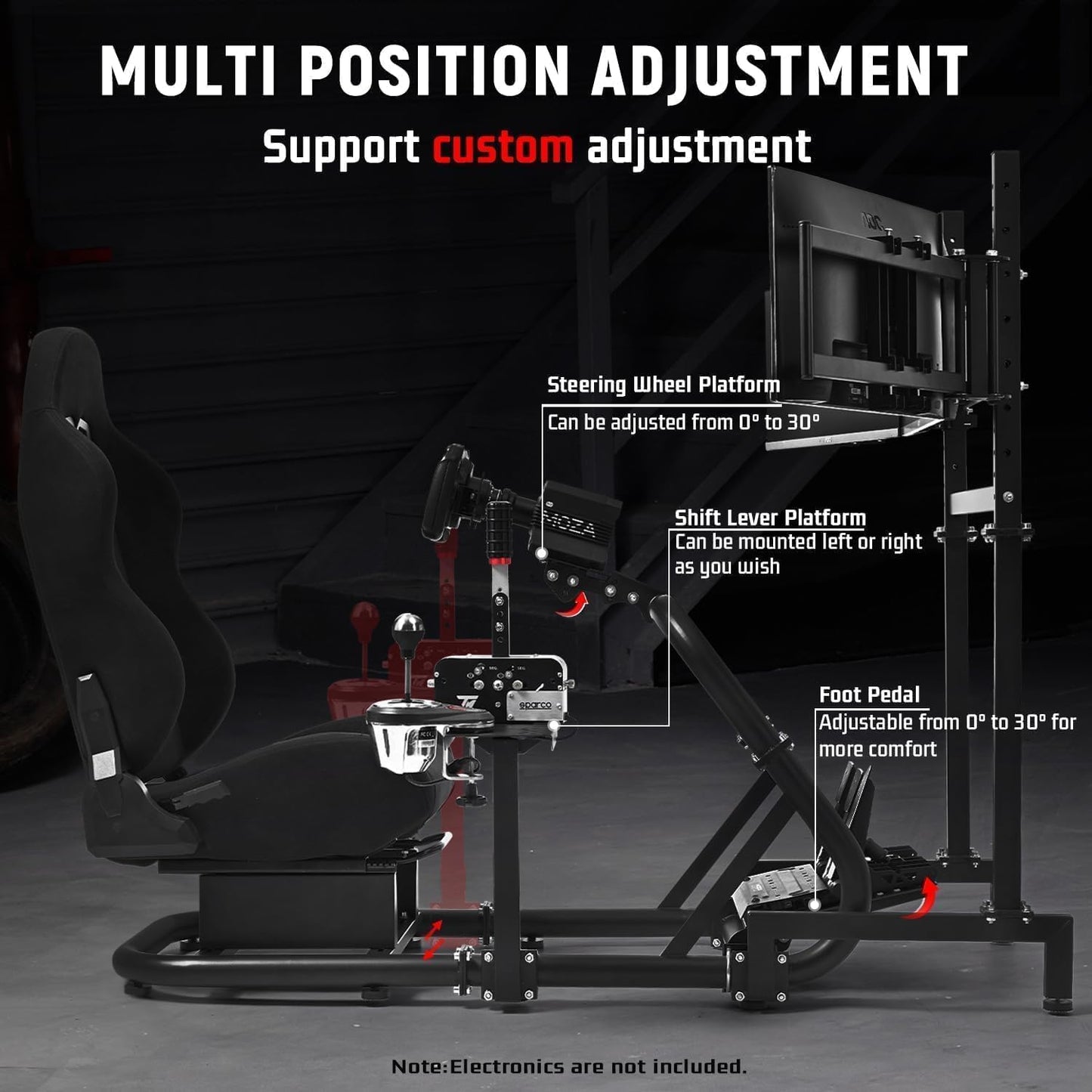 Dardoo Racing Simulator Cockpit with Triple Monitor Stand, Black Seat, Compatible with Logitech/Thrustmaster/Fanatec G29 G920 G923 T300RS