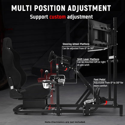 Dardoo Racing Simulator Cockpit with Triple Monitor Stand, Black Seat, Compatible with Logitech/Thrustmaster/Fanatec G29 G920 G923 T300RS