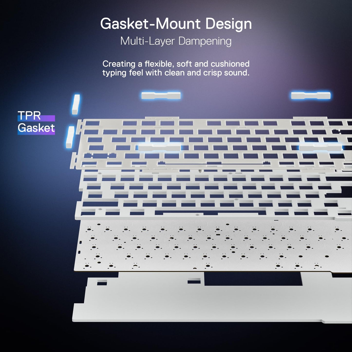 Redragon K673 PRO 75% Wireless Mechanical Keyboard - 81 Keys, RGB, Gasket Design, Abyssal Blue, Hot-Swap, Linear Red Switch
