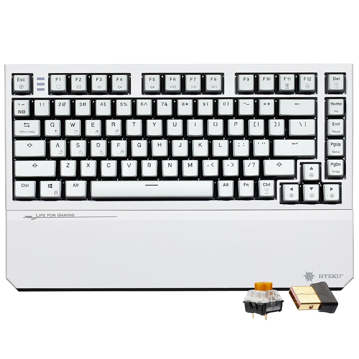 Hexgears X2 TKL Wireless Mechanical Gaming Keyboard with Magnetic Wrist Rest  Dual-Mode 2.4GHz/USB-C Ergonomic Keyboard  Pre-lubed Tactile Switches  White LED Backlit Computer Gaming Keyboards
