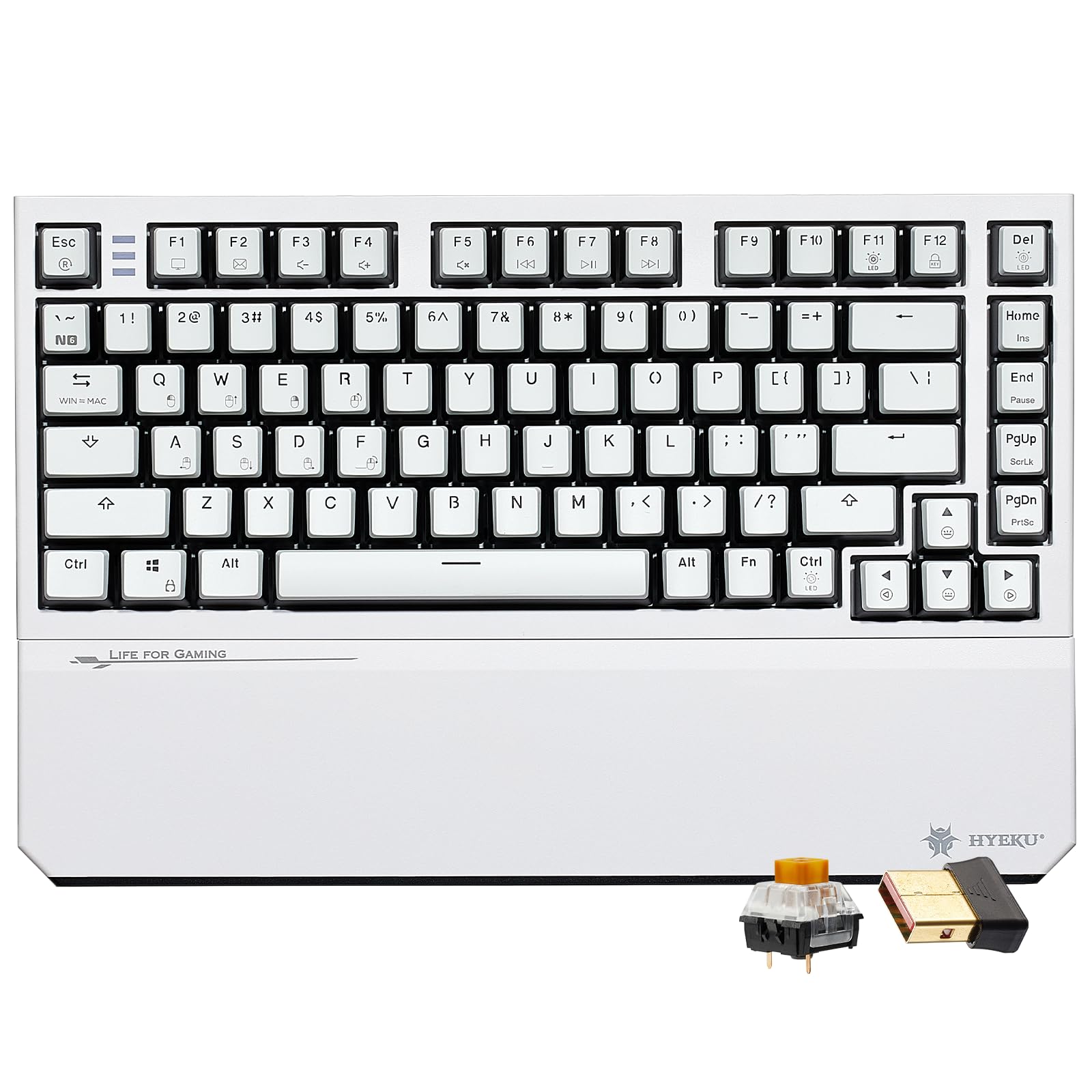 Hexgears X2 TKL Wireless Mechanical Gaming Keyboard with Magnetic Wrist Rest  Dual-Mode 2.4GHz/USB-C Ergonomic Keyboard  Pre-lubed Tactile Switches  White LED Backlit Computer Gaming Keyboards