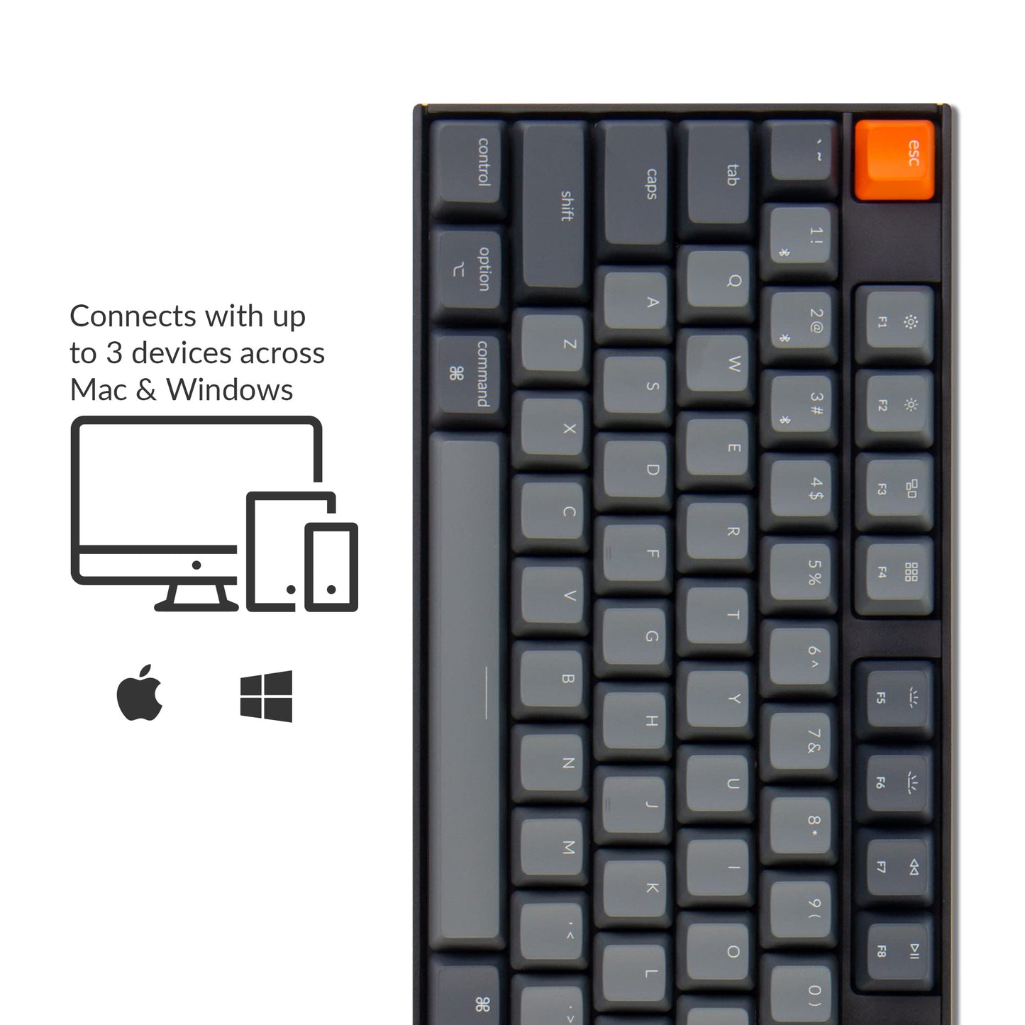 Keychron K10 Bluetooth Mechanical Gaming Keyboard - 104 Keys, Gateron Red Switch, White LED Backlight, USB-C for Mac & Windows
