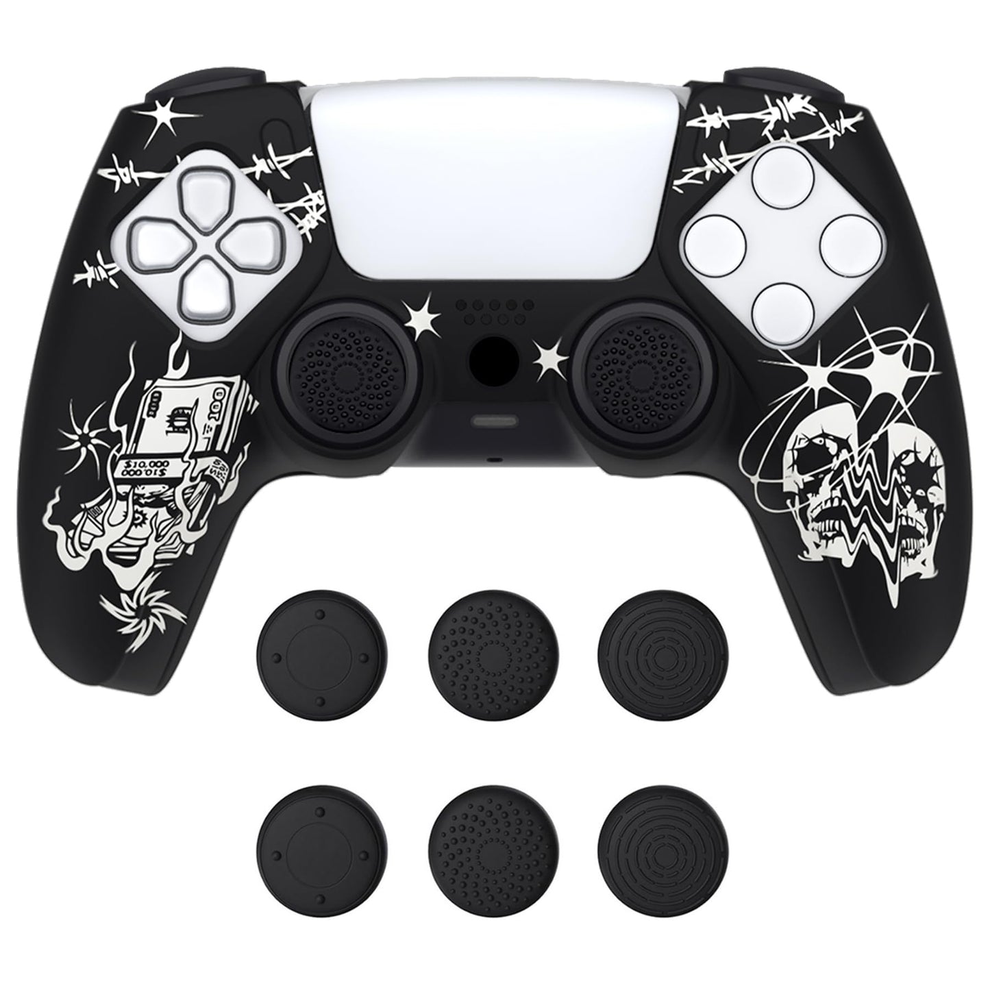 PlayVital Pure Series Dockable Model Anti-Slip Silicone Cover Skin for ps5 Controller  Soft Rubber Grip Case for ps5 Controller Fits with Charging Station with Thumb Grip Caps - Sin Source