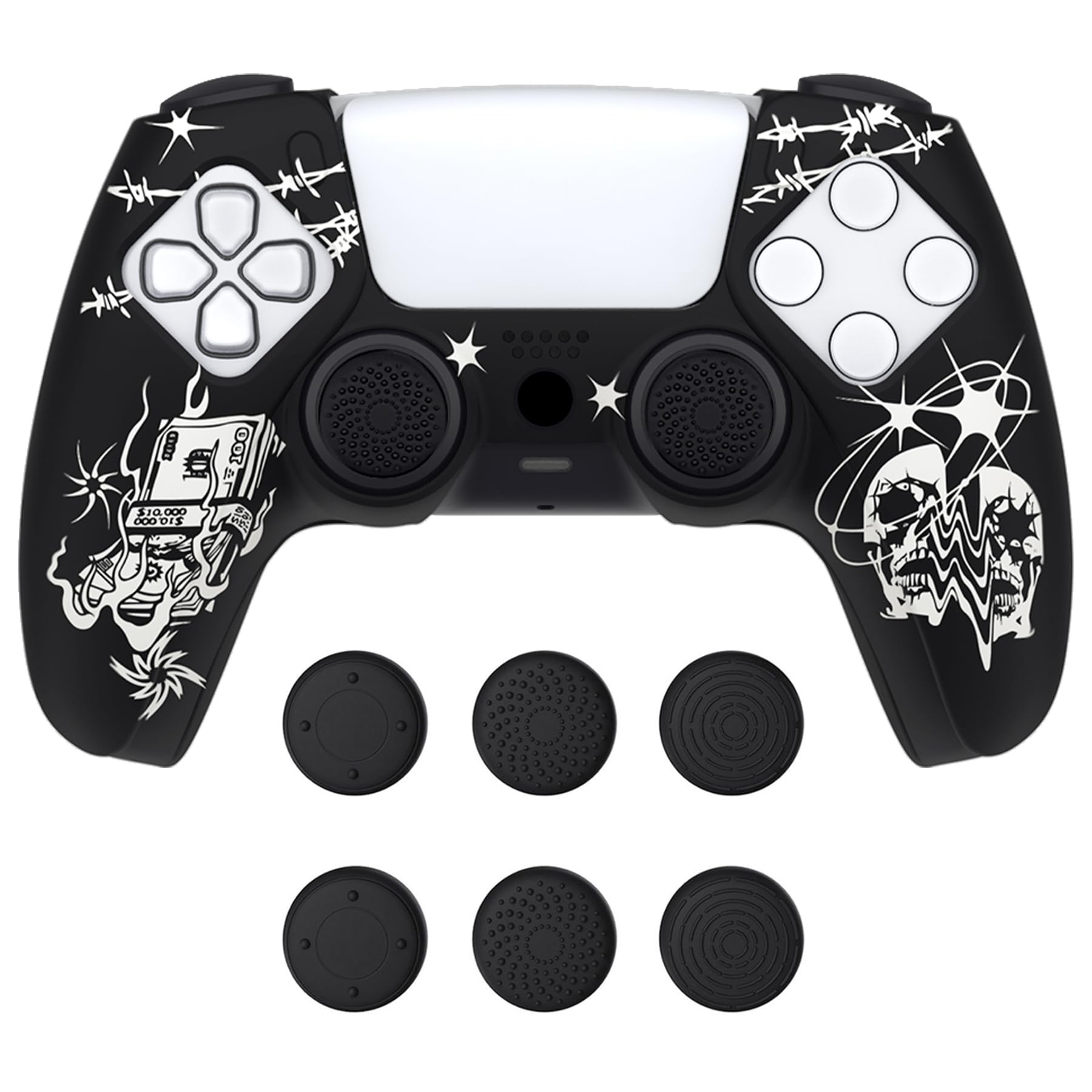 PlayVital Pure Series Dockable Model Anti-Slip Silicone Cover Skin for ps5 Controller  Soft Rubber Grip Case for ps5 Controller Fits with Charging Station with Thumb Grip Caps - Sin Source