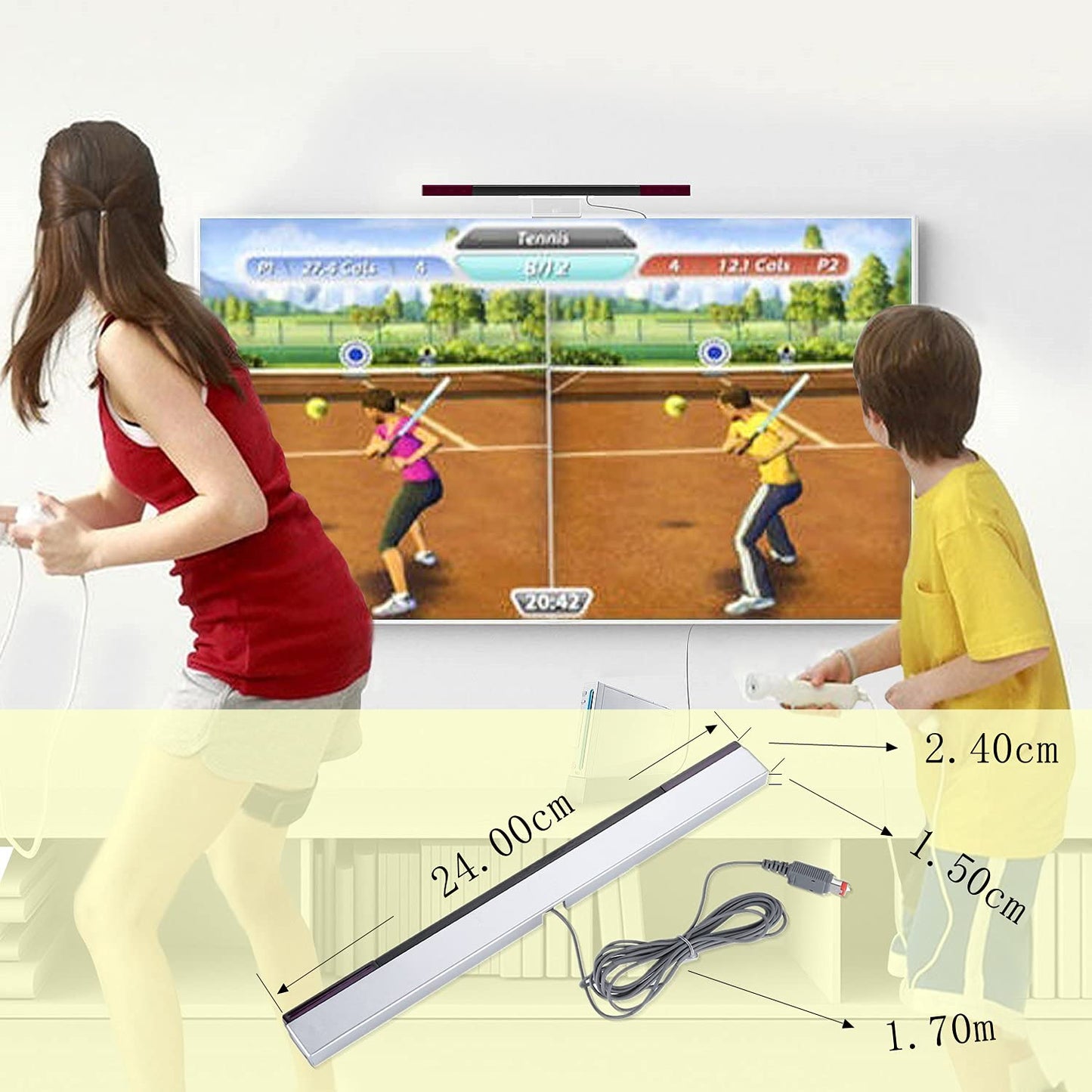 143 Wii Sensor Bar - Original IR Signal Ray Wired Receiver with Stand for Nintendo Wii/WiiU, Model 143y7pagfwgh4