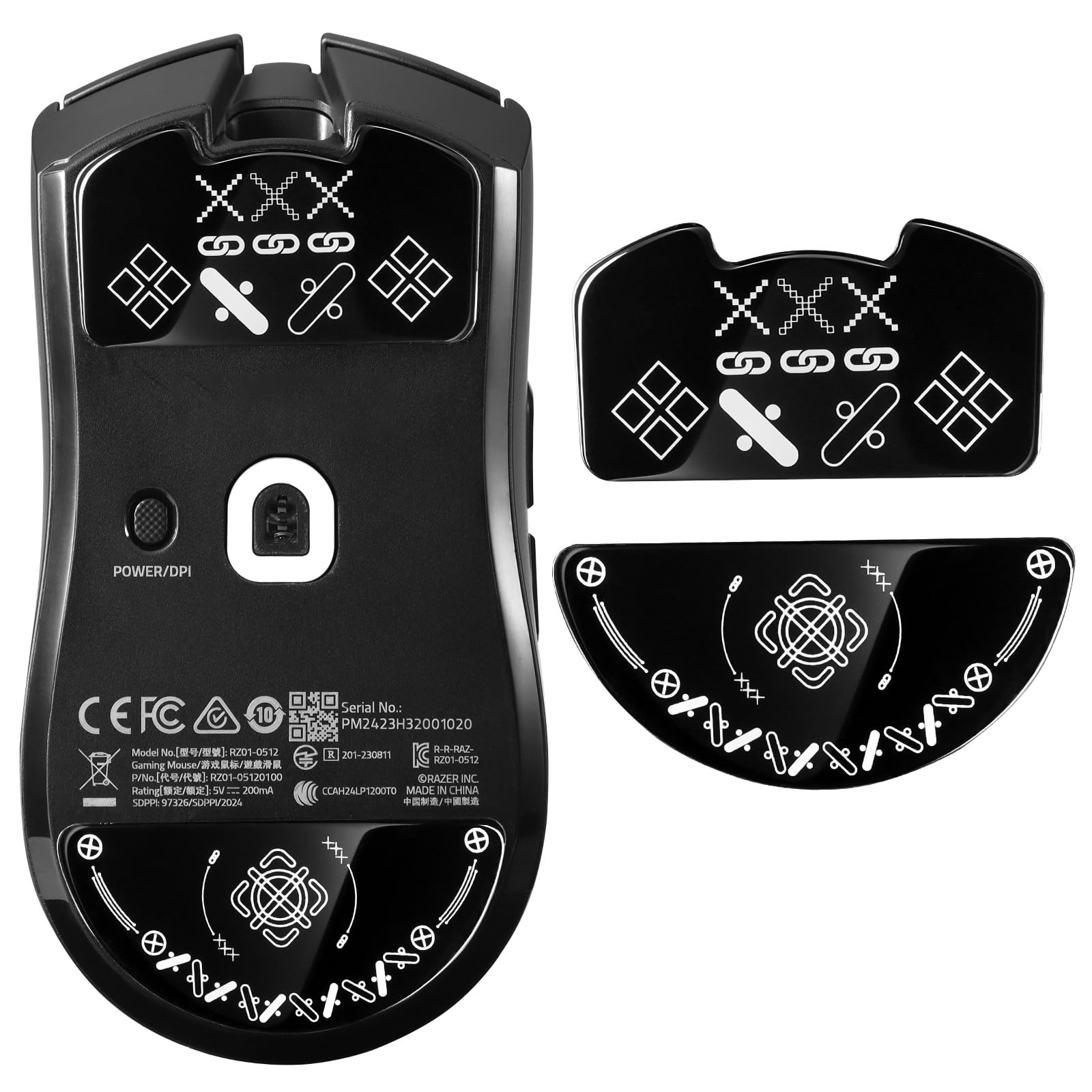 immoenuc Glass Mouse Skates for Razer Viper V3 Pro Mouse Feet Pads Smooth Durable Slim 2.5D Curved Edge Game Mouse Feet Replacement Accessories (Printing Pattern)