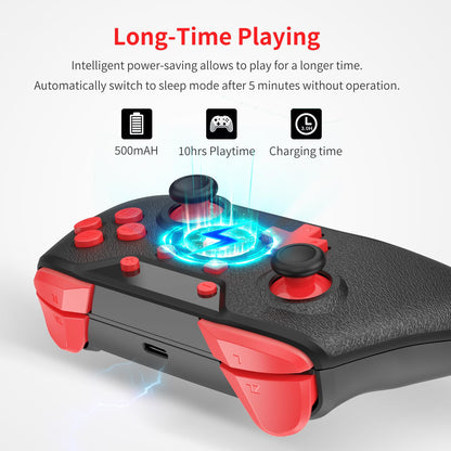 GCHT GAMING Wireless Switch Controller - Turbo Motion Vibration, Compatible with Nintendo Switch/OLED/PC/Android/iOS, Black, Model 5246-b