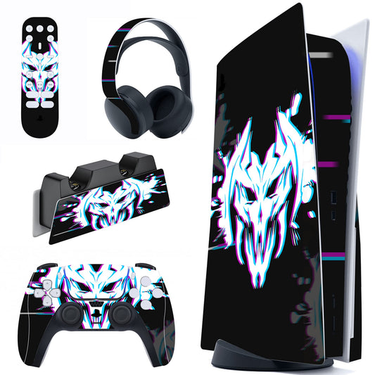 PlayVital Glitch Demons Full Set Skin Decal for ps5 Console Disc Edition  Sticker Vinyl Decal Cover for ps5 Controller & Charging Station & Headset & Media Remote