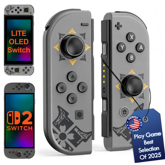 KJETCA Wireless Gamepad for Switch Controllers - L R Remote, Motion Control, Dual Vibration, Gray, Model KYM-GWLR-FT