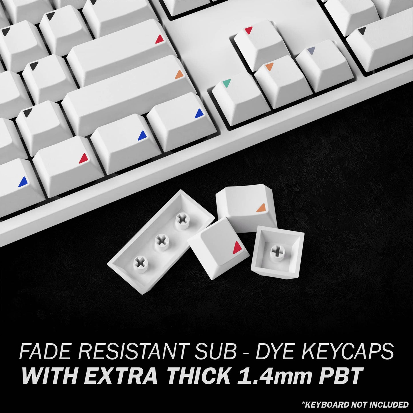 HK Gaming Custom Keycaps Set - 139 Keys Dye Sublimation PBT, Cherry Profile, ANSI US-Layout, Triangle Color, Compatible with MX Switches