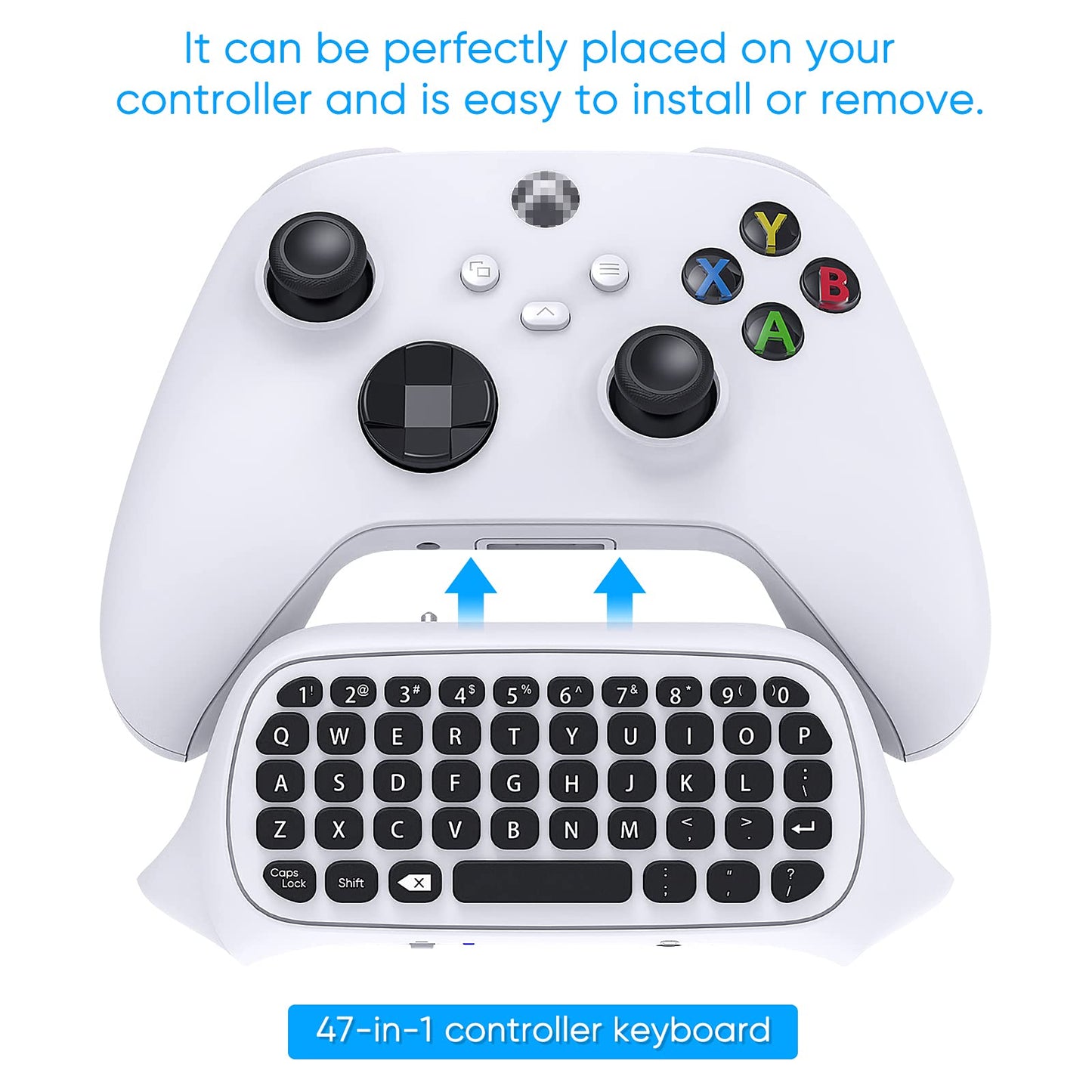 FYOUNG Mini QWERTY Controller Keyboard for Xbox Series X/S - 2.4GHz, White, with Audio/Headset Jack (Model TYX-586S)