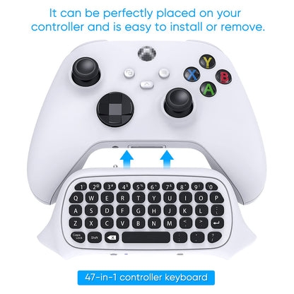 FYOUNG Mini QWERTY Controller Keyboard for Xbox Series X/S - 2.4GHz, White, with Audio/Headset Jack (Model TYX-586S)