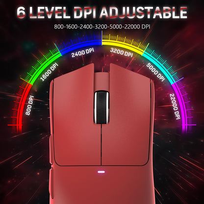 MAGIC-REFINER Wireless Gaming Mouse, 22000 DPI, 5 Programmable Buttons, Superlight Design, Magnetic RGB Dock, Red
