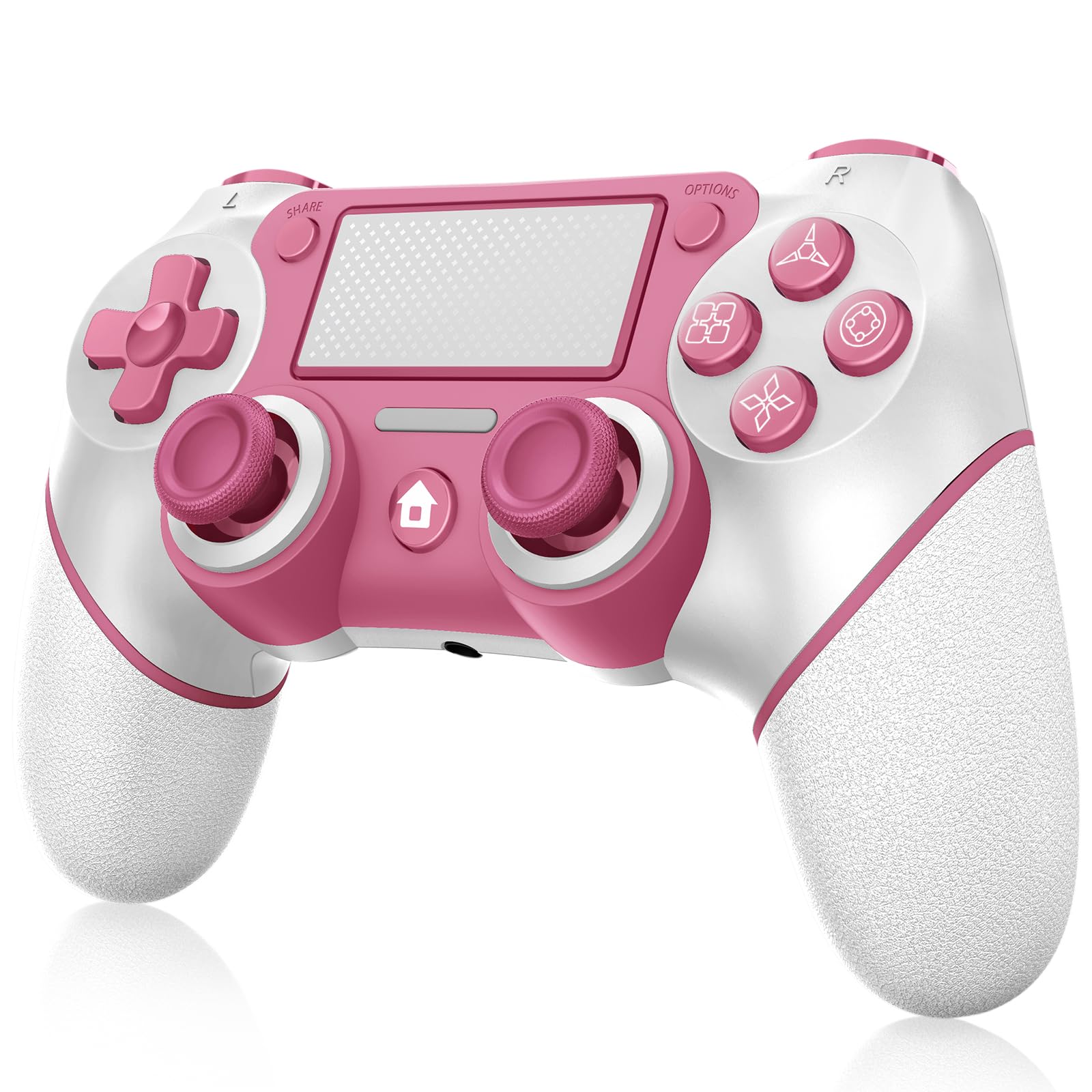 Wireless Controller Compatible with PS4/Pro/Slim  Black ps4 controller with Dual Vibration  1000mAh Battery  6-Axis Motion Sensor  Built-in Speaker & 3.5mm Headphone Jack  Charging Cable (Pink)