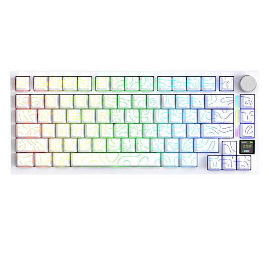 ATTACK SHARK X820 Ultra 75% Wireless Gaming Mechanical Keyboard Hot-Swappable Gasket Mount RGB Backlit BT/2.4G/Wired Custom Keyboard with Smart TFT Display&Knob QMK Driver-White Contour&Shark Switch