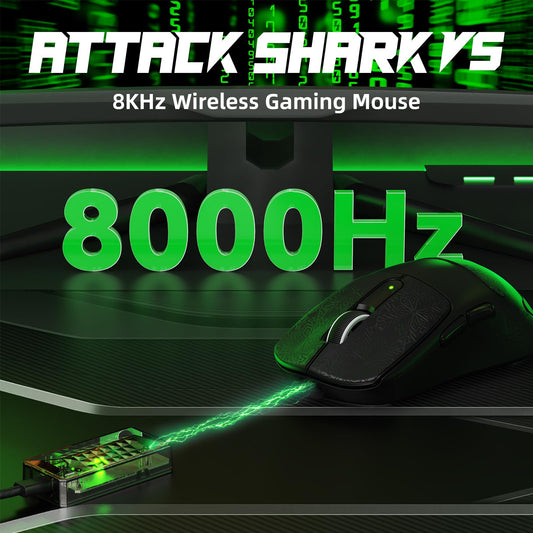 ATTACK SHARK V5 Wireless Gaming Mouse - 42000 DPI, Ultra-Lightweight, Black Sticker, Wired/BT/2.4GHz for PC/Mac