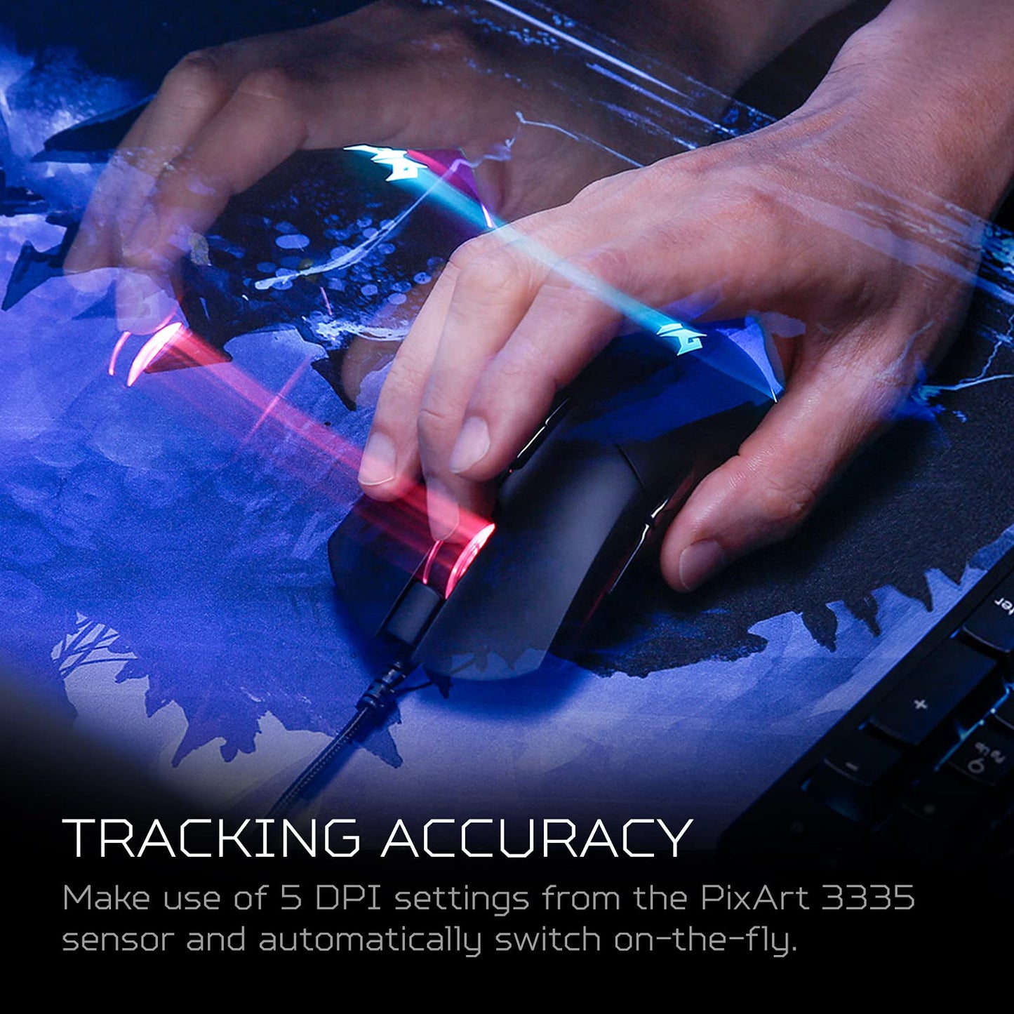 Acer Predator Cestus 330 Gaming Mouse - PixArt 3335 Sensor, Adjustable DPI, 16.8M RGB, Model PMW920, Pack of 1