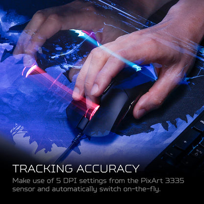 Acer Predator Cestus 330 Gaming Mouse - PixArt 3335 Sensor, Adjustable DPI, 16.8M RGB, Model PMW920, Pack of 1