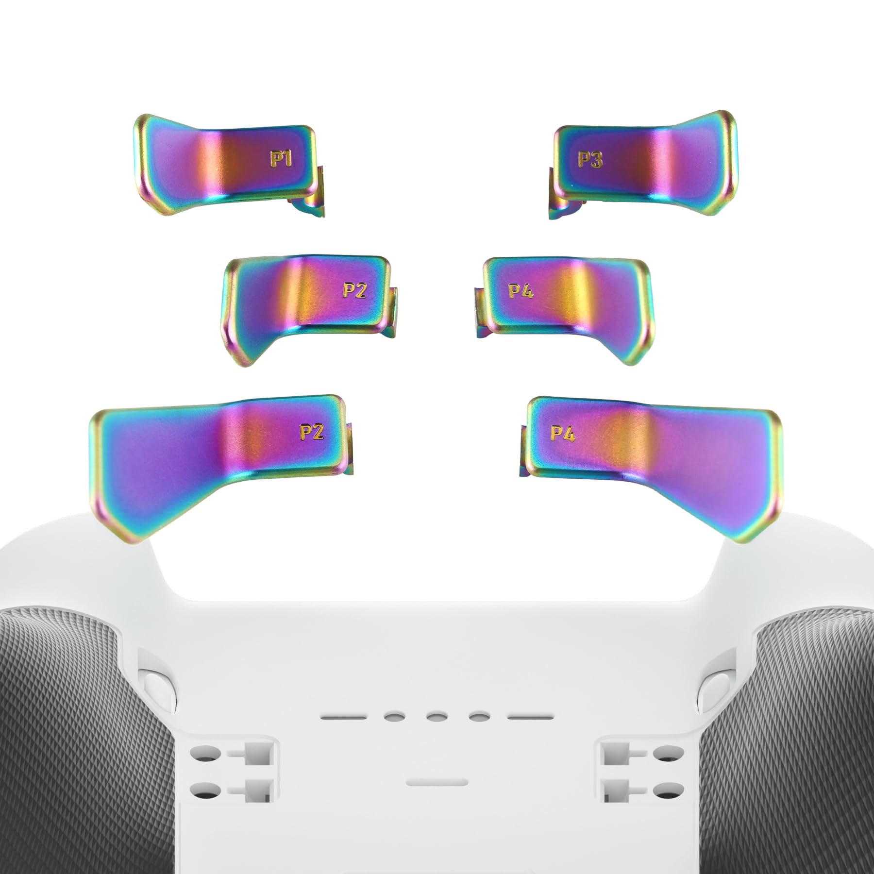 eXtremeRate Swift Paddles for Xbox Elite 1/2 Controller  6 in 1 Metalic Rainbow Aura Blue & Purple Replacement Interchangeable Back Paddles for Xbox One Elite & Elite Series 2 Controller