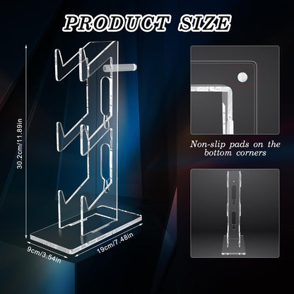 FYY Game Controller Holder - 3-Tier Clear Acrylic Stand for Nintendo Switch, Xbox, PS5, PS4 - Model 1897