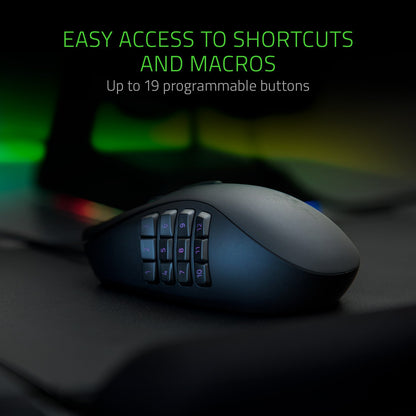 Razer Naga Trinity Chroma Gaming Mouse - 19 Programmable Buttons, Black, Model RZ01-02410100-R3U1 (Renewed)