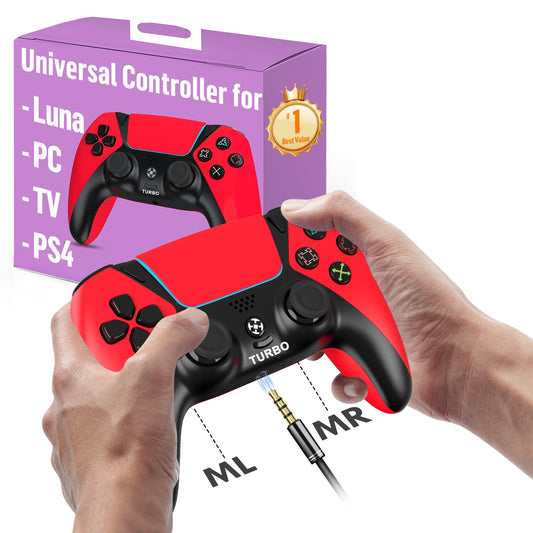 Enstixsm Game Controller for Luna Fire Stick TV PC PS4 Steam Phone Tablet  Wireless Control with 2 Back Paddles and Turbo  1200mAh Built in Battery  Great Value Replacement for Luna Controllers  Red