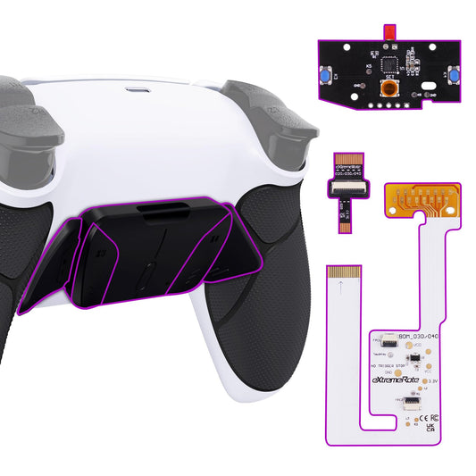 eXtremeRate Black Rubberized Grip Programable RISE4 V3 Remap Kit for PS5 Controller BDM-030 040 050 Models  Upgrade Board Redesigned White Bottom Shell 4 Black Back Buttons for PS5 Controller