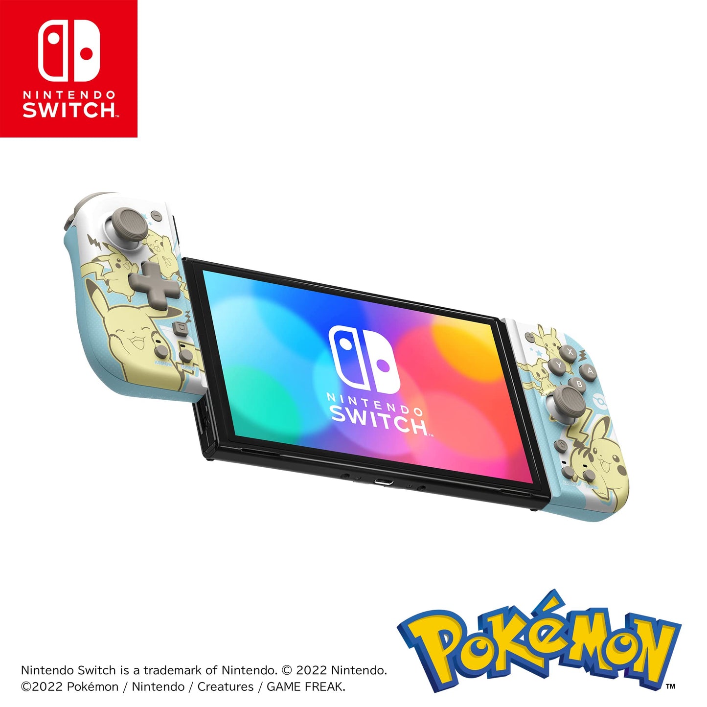 HORI Nintendo Switch Split Pad Compact Controller (Pikachu & Mimikyu) - Ergonomic, Multicolor, Model NSW-410U, Officially Licensed