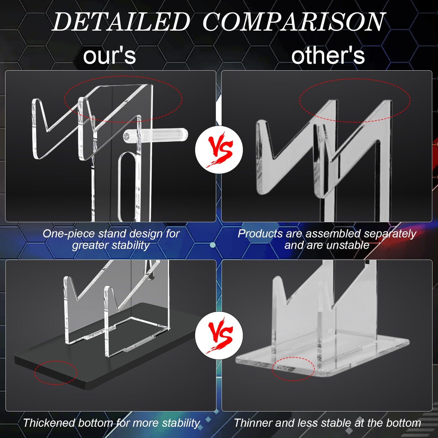 FYY Game Controller Holder - 3-Tier Acrylic Stand for Nintendo Switch, Xbox, PS5, PS4 - Black, Model 1897