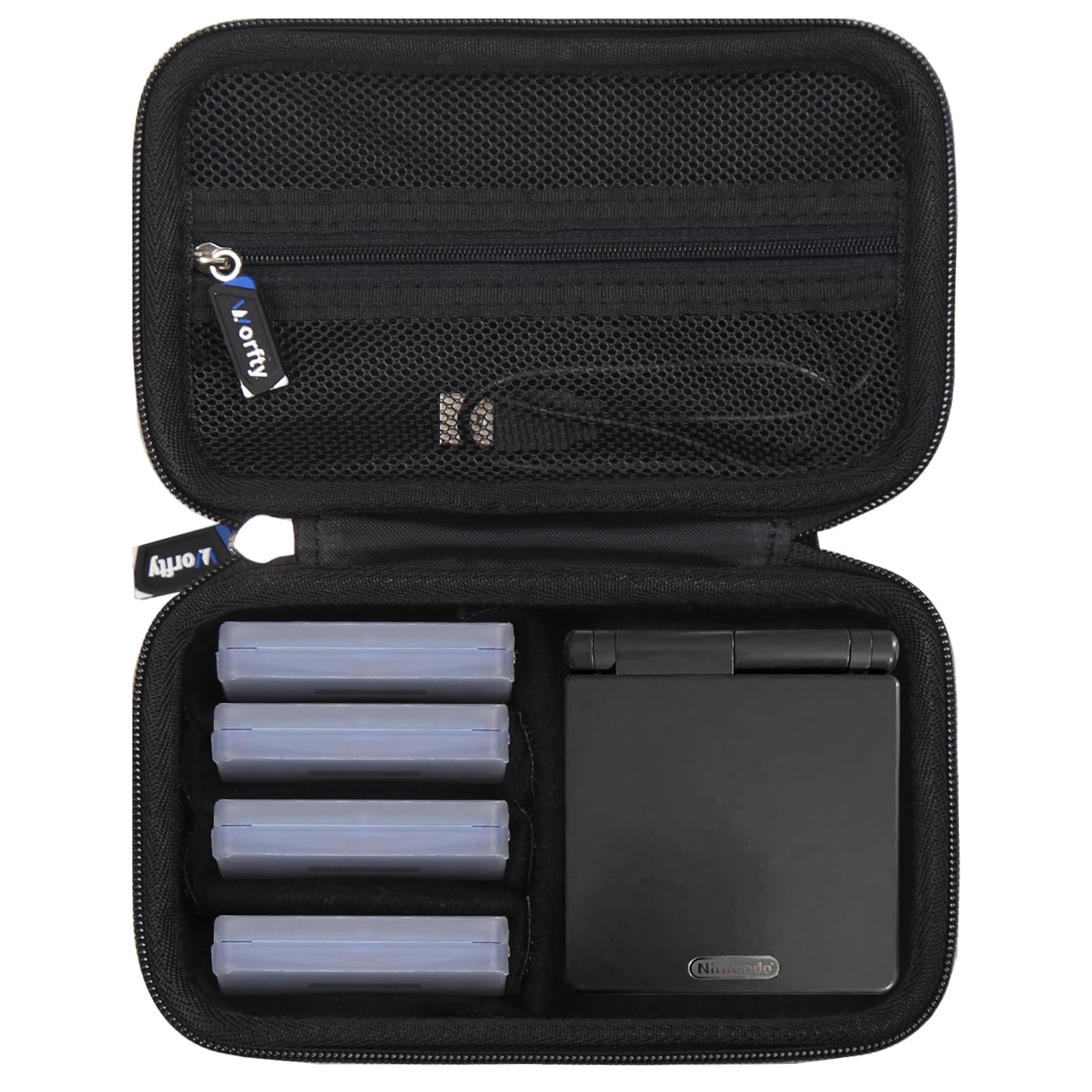 worfty Case for Nintendo GameBoy Advance SP GBA SP Console  Travel Carrying Storage Bag for GBA SP - Holds Charger and 4 Games (Black)