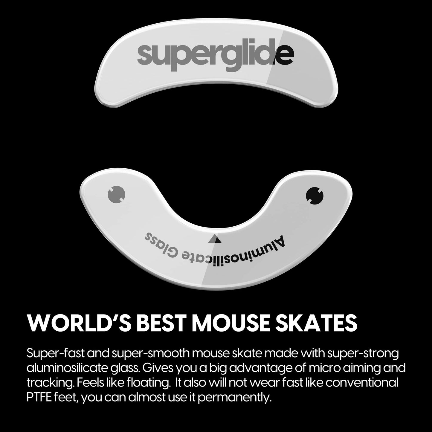 Pulsar Gaming Gears Superglide Mouse Feet - Ultra Strong Glass Skates, Fast & Smooth, Model EXMSGW, White