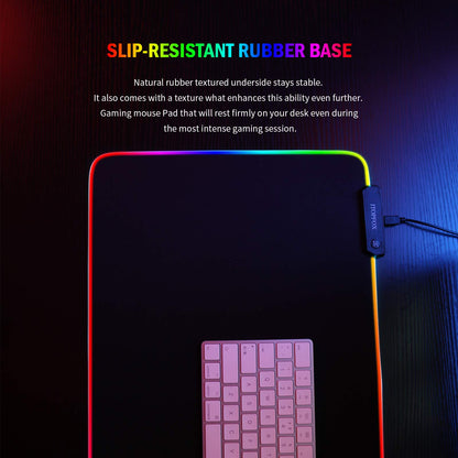 Itopfox RGB Gaming Mouse Pad - Large Extended 800x300mm, Anti-Slip Rubber, Waterproof, 14 Lighting Modes, Model ITMD02