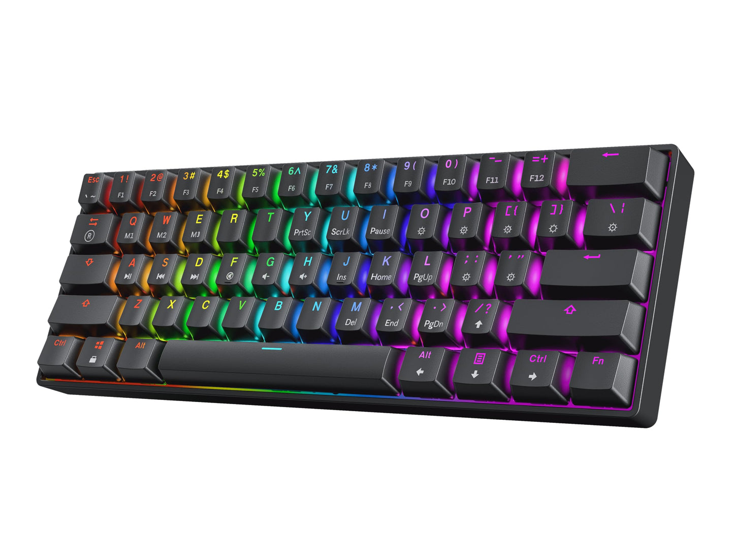 HK GAMING GK61 60% v3 | Hotswap Mechanical Gaming Keyboard | 61 Keys Multi Color RGB LED Backlit for PC/Mac Gamer | US Layout (Black  Gateron Optical Speed Yellow)