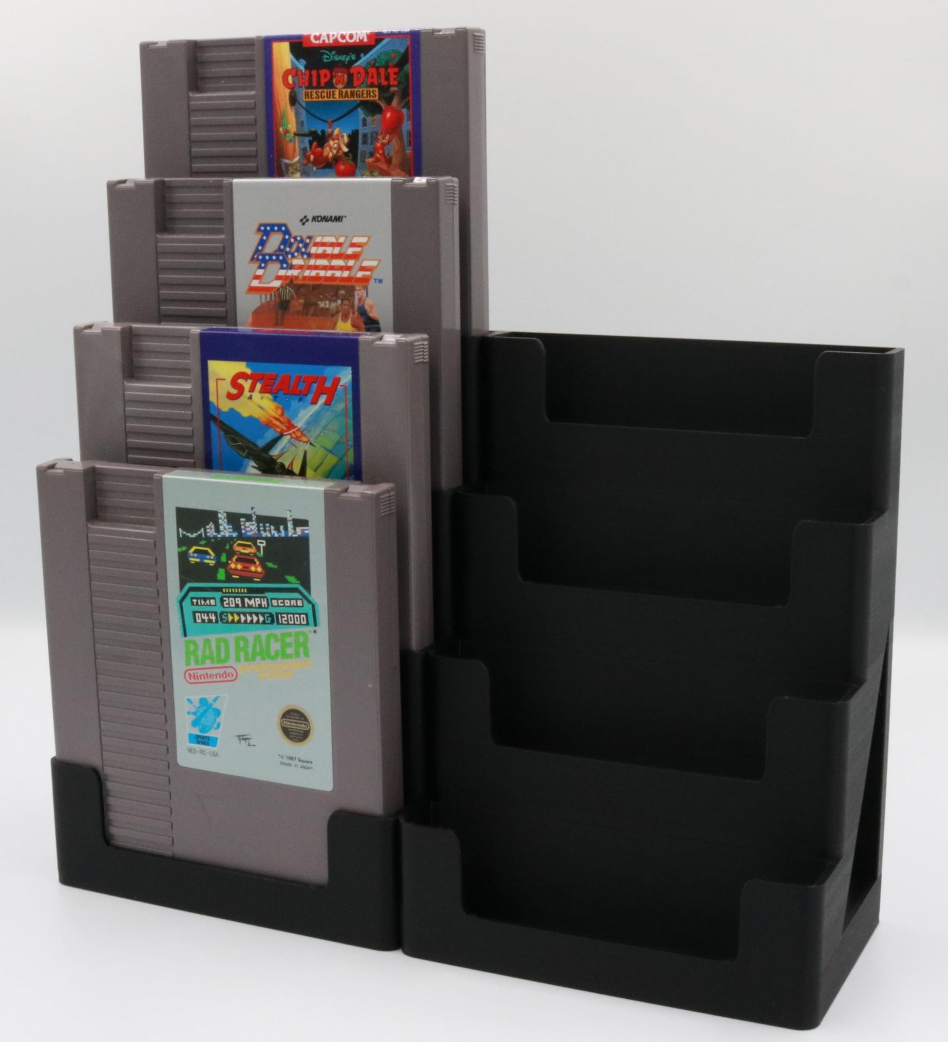 Display Stand Tower Holder for NES Cartridges - Holds 8 Games - Black