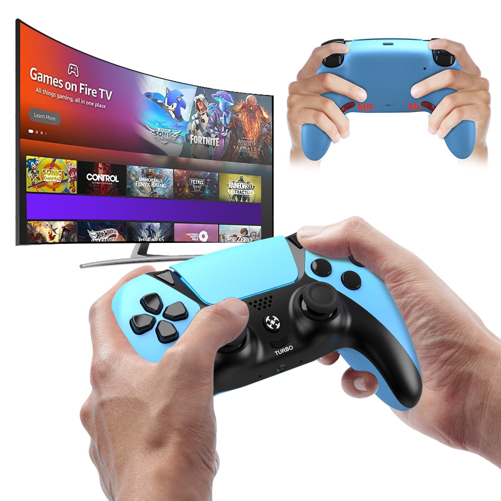 UGAME Replacement for Luna Controller  Wireless Control for PC Fire Stick TV PS4 Steam Phone Tablet with 2 Map Buttons Macro Turbo ldeal Gift for Christmas  Ymir Blue