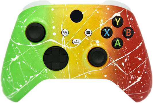 Hand Airbrushed Fade Custom Controller Compatible with Xbox Series X/S & Xbox One (Series X/S Rasta Fade White Drip)