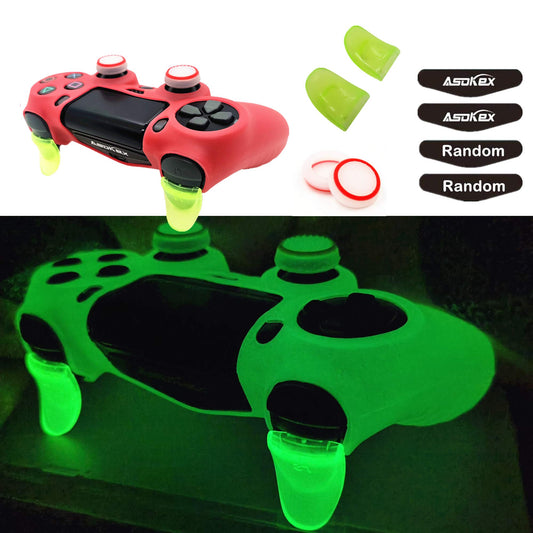 Ps4 Controller Skin Silicone Case Grip Glow in Dark Protective Cover for PS4/slim/Pro Dualshock 4 Controller(Glow red)