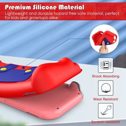 KENOBEE Silicone Case for Nintendo Switch Lite - Ergonomic Grip, Shock-Absorption, Anti-Scratch, Mario Red, Model KDAD001