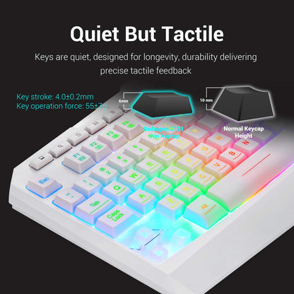 Redragon S101W RGB Backlit Gaming Keyboard and Mouse Combo, Wired, White, Programmable with Macro Keys