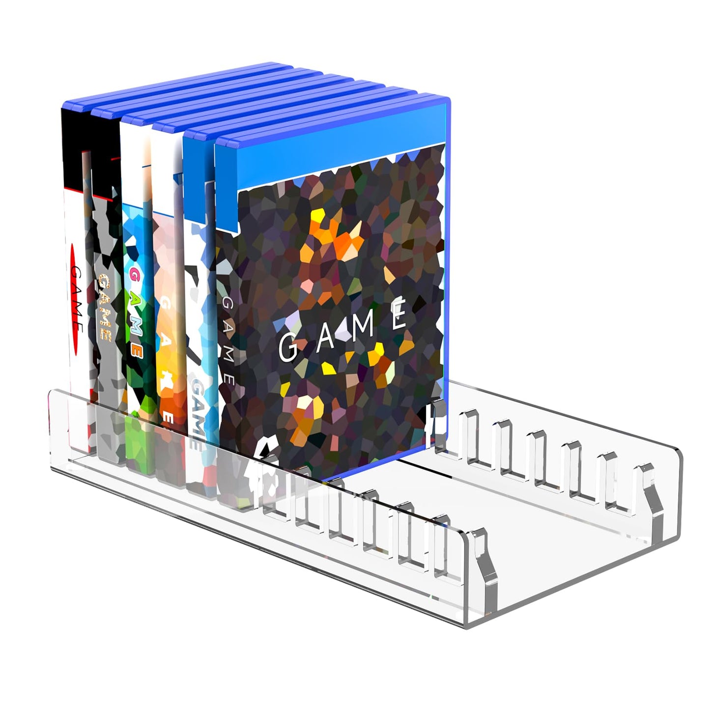 CaSZLUTION Acrylic Video Game Disc Storage Holder Compatible with PS5/ PS4/ PS3/ PS2/ Xbox 360/ Wii Game Cases  Standard DVD and Blu-Ray Boxes Display Organizer Stand Fits up to 12 Games (Clear)