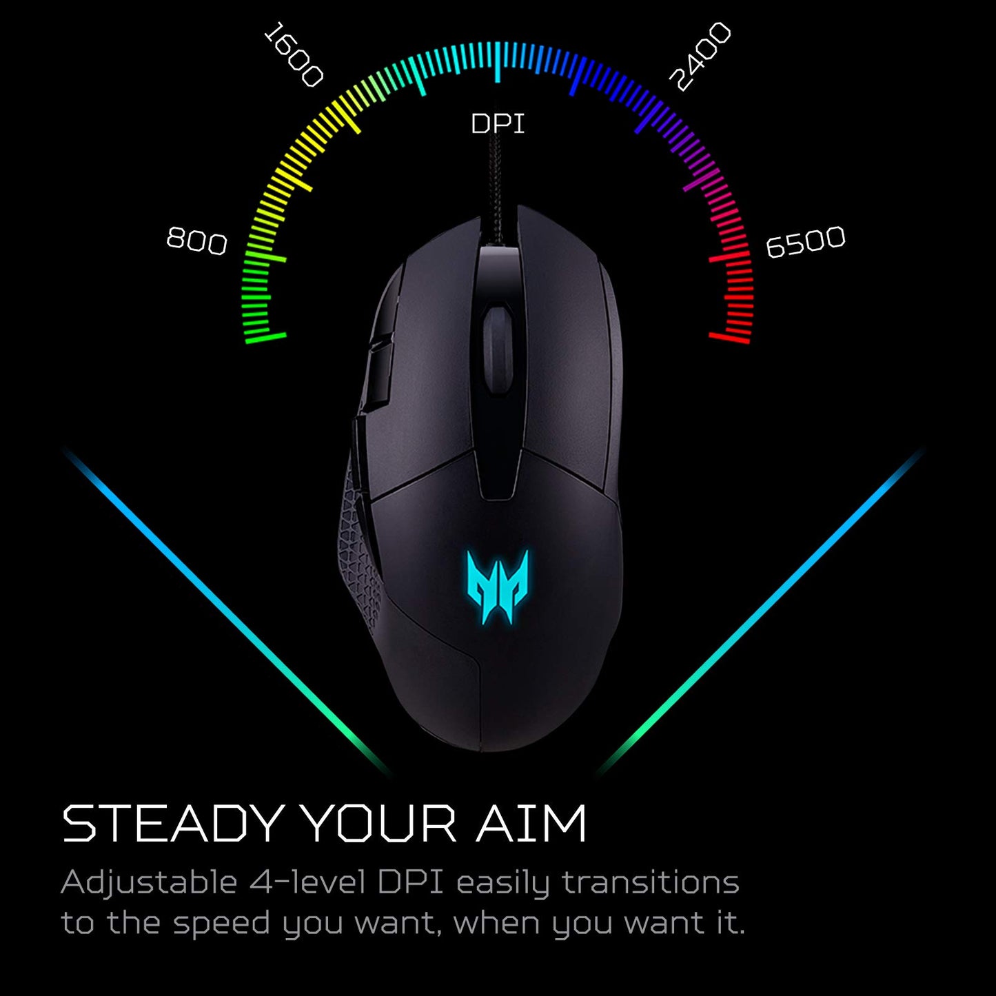 Acer Predator Cestus 315 Gaming Mouse - PixArt Sensor, Adjustable DPI, 8 Buttons, Pack of 1, Cestus 315 Model