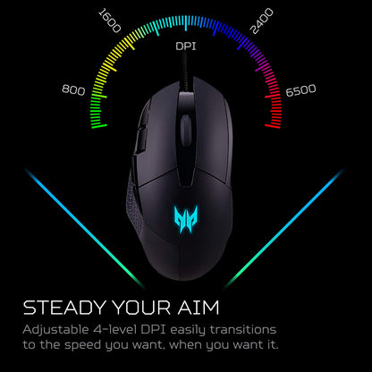 Acer Predator Cestus 315 Gaming Mouse - PixArt Sensor, Adjustable DPI, 8 Buttons, Pack of 1, Cestus 315 Model
