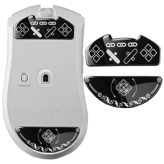 uconsmimo Glass Mouse Skates for Razer Deathadder V4 Pro Wireless Gaming Mouse Feet Pads Smooth Durable Game Mice Accessories Slimmer Toughened Glass Fabrication (Printing Pattern)