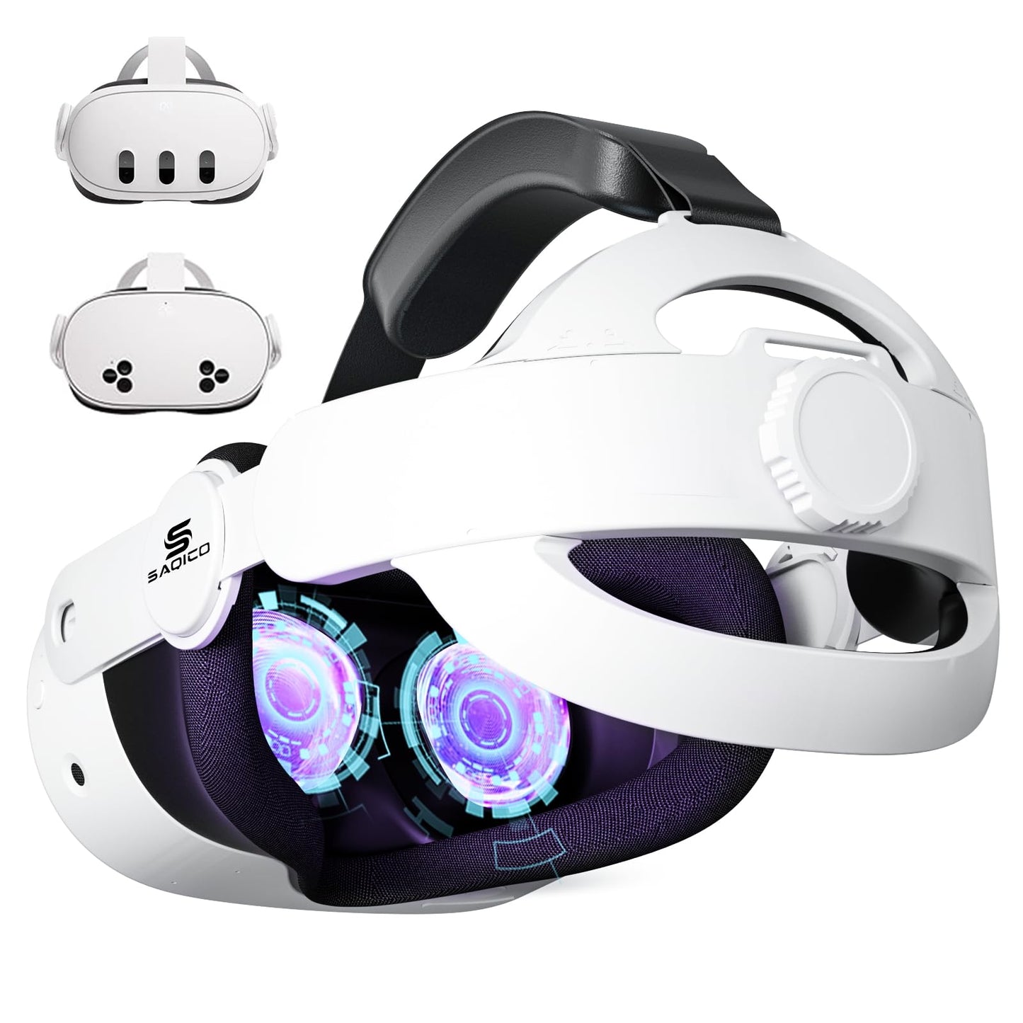 Saqico Head Strap for Meta Oculus Quest 3S/ Quest 3  Pressure-Free Elite Strap Accessories Replacement  Adjustable Headband Soft Cushion VR Headset Enhanced Comfort & Balanced Fit for Longer Immersion